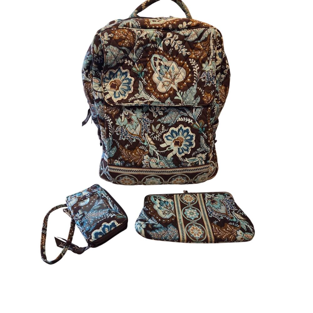 Retired Java Blue Vera Bradley Backpack, wristlet and wallet.